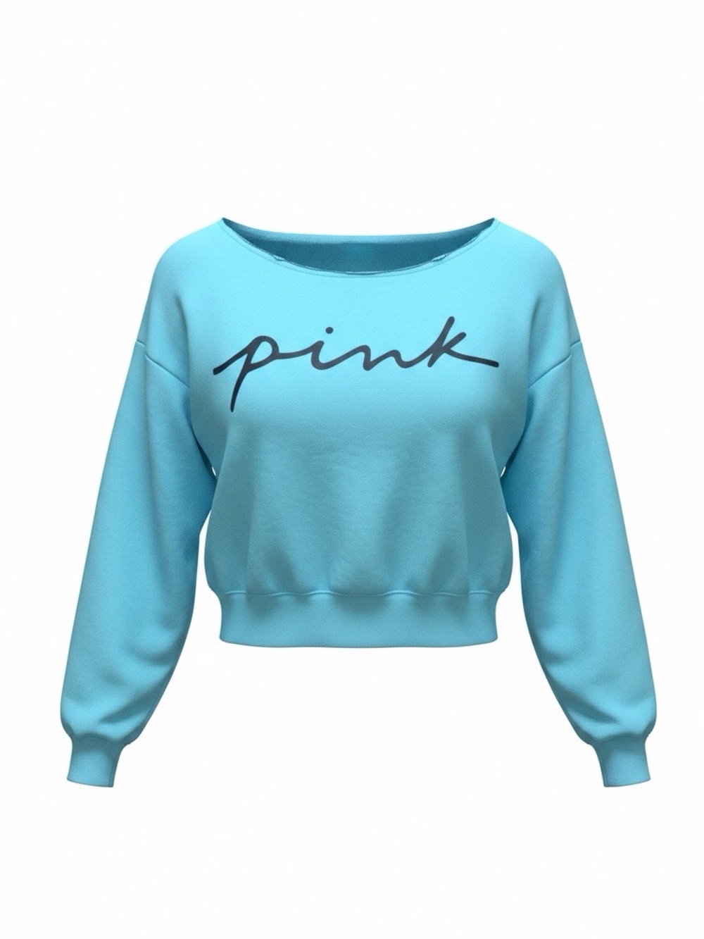 PINK Victoria's Secret Sky Blue Cropped Crewneck Sweater
